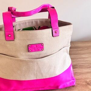 Kate Spade Vibrant Pink and Tan Tote